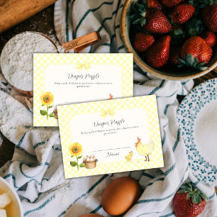 Gingham-Sonnenblumen-Küken-Windel-Raffle-Baby-Part Begleitkarte