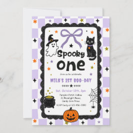 Gingham Spooky One Halloween Geburtstagsfeier Einladung