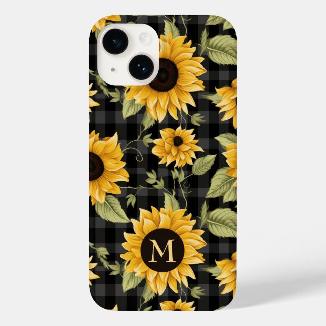 Gingham Sunflowers Pattern Case-Mate iPhone Hülle (Rückseite)