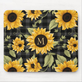 Gingham Sunflowers Pattern Mousepad