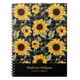 Gingham Sunflowers Pattern Notizblock