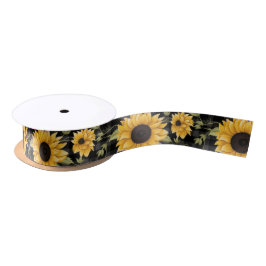 Gingham Sunflowers Pattern Satinband