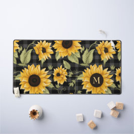 Gingham Sunflowers Pattern Schreibtischunterlage