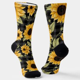 Gingham Sunflowers Pattern Socken