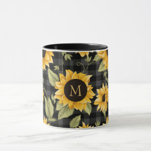 Gingham Sunflowers Pattern Tasse