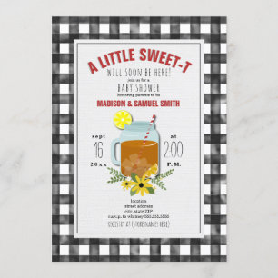 Gingham Sweet Tea Floral Baby Dusche Einladung