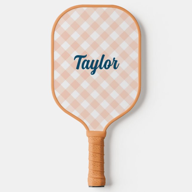 Gingham Tan Pickleball Schläger (Vorderseite)