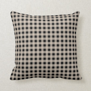 Gingham TAN und Schwarzes Kissen
