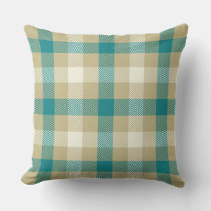 Gingham tartan kariert-blau-beigefarbenes Landhaus Kissen