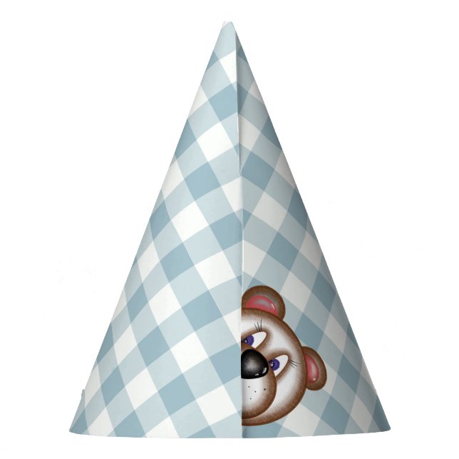Gingham Teddy Bear Picnic Party hat Partyhütchen (Rückseite)