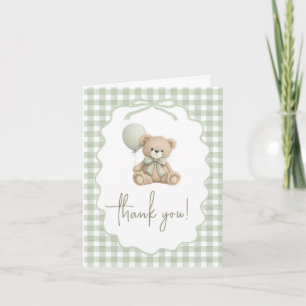 Gingham-Teddybär-Baby-Shower-Dankeschön-Karte Dankeskarte