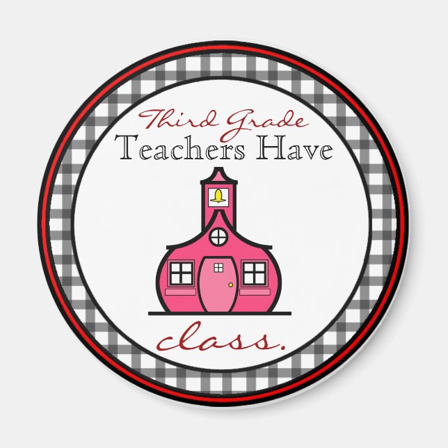 Gingham Third Grade Teacher Magnet (Vorne)