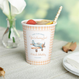Gingham Time fliegt Flugzeug zum ersten Geburtstag Pappbecher