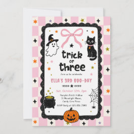 Gingham Trick Or Three Halloween Geburtstagsfeier Einladung
