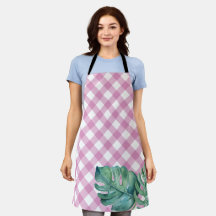 Gingham Tropical Pink Kitchen Schürze für ihre