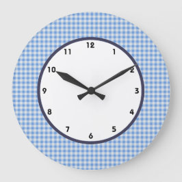 Gingham-Uhr für den blauen Karo Große Wanduhr