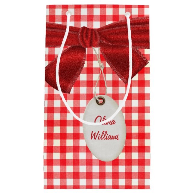 Gingham und Bow Kleine Geschenktüte (Vorderseite)