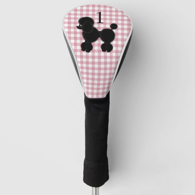Gingham und Pudel mit Zahl-Fahrer-Abdeckung Golf Headcover (Vorderseite)