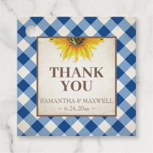 Gingham und Sonnenblume Danke Geschenkanhänger