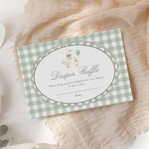 Gingham Verrückte Gans Baby Shower Windel-Raffle Begleitkarte