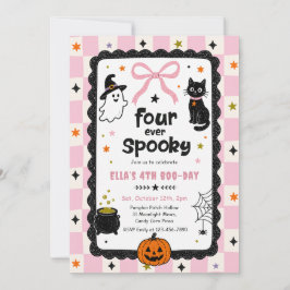 Gingham Vier Für Immer Gruseliger Halloween Geburt Einladung