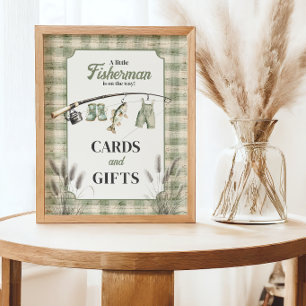 Gingham-Wäscheleine Angel-Fisch-Baby-Party-Geschen Poster