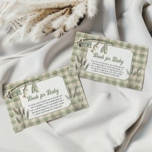 Gingham Wäscheleine Angelbuch Für Baby Shower Begleitkarte