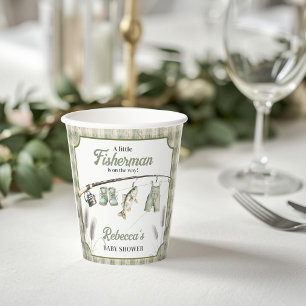 Gingham-Wäscheleine-Fischen-Baby-Party-Dekoration Pappbecher