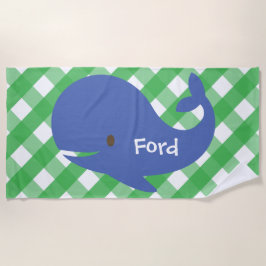 Gingham Whale Personalisiert Beach Handtuch