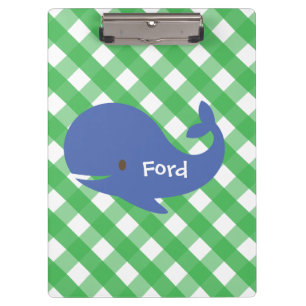 Gingham Whale Personalisiert Clipboard Klemmbrett