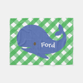 Gingham Whale Personalisiert Fleece Blanket