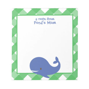 Gingham Whale Personalisiert Notepad Notizblock