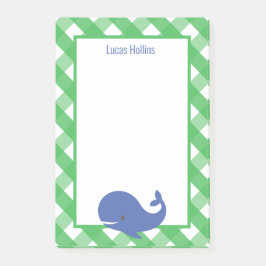 Gingham Whale Personalisiert Post-it Notepad Post-it Klebezettel
