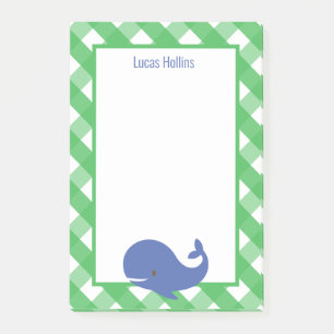 Gingham Whale Personalisiert Post-it Notepad Post-it Klebezettel