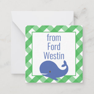 Gingham Whale Personalisierte Geschenkkarten Mitteilungskarte