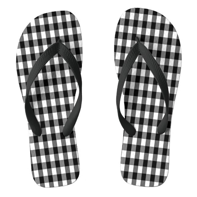 Gingham Wide Strap Flip Flops (Fußbett)