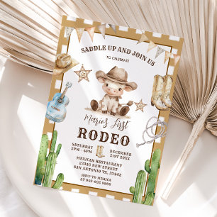 Gingham Wild West My First Rodeo Cowboy Birthday Einladung