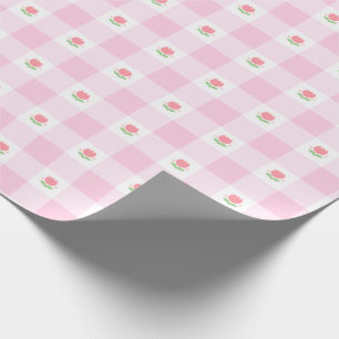 Gingham Wrapping Papier Pastel Pink mit Tulip Geschenkpapier