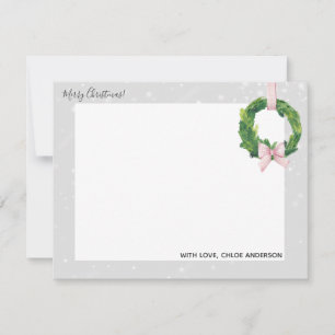 Gingham Wreath Zuhause für die Holidays-Mitteilung Mitteilungskarte