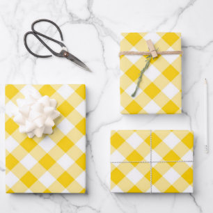 Gingham Yellow Summer Cottagecore Rustikal Geschenkpapier Set