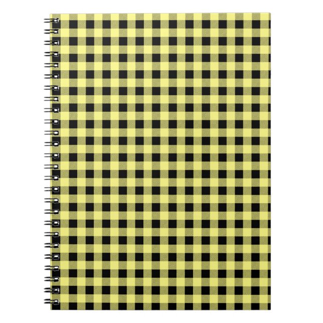 Gingham Yellow und Black Notizblock (Vorderseite)