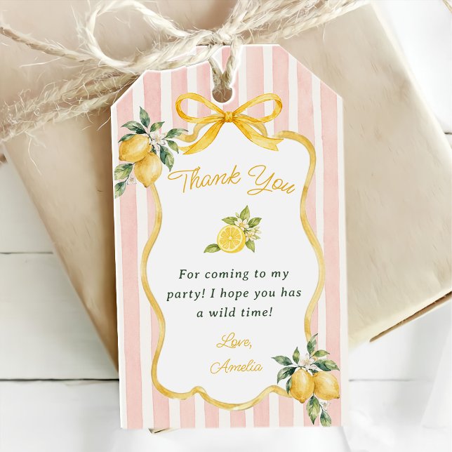 Gingham-Zitronen-Themen-1. Geburtstag Geschenkanhänger (Von Creator hochgeladen)