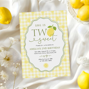 Gingham-Zitronen-Zitrus-Themen-2. Geburtstag Einladung