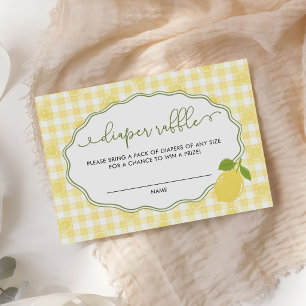 Gingham-Zitronen-Zitrus-Themen-Windel-Raffle Begleitkarte