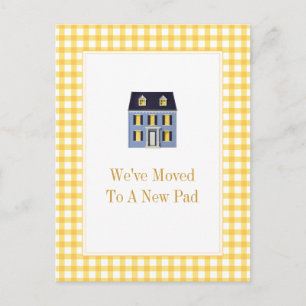 Gingham Zuhause Moving Postcard Ankündigungspostkarte