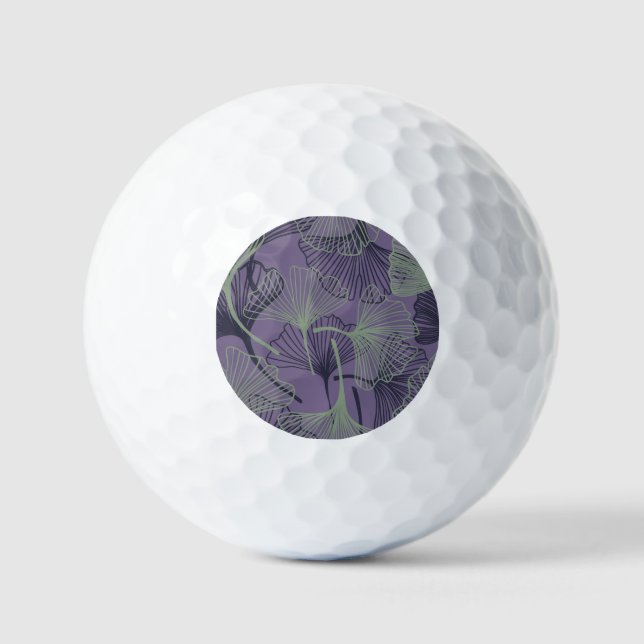 Gingko Biloba: abstraktes Vintages Muster. Golfball (Vorderseite)