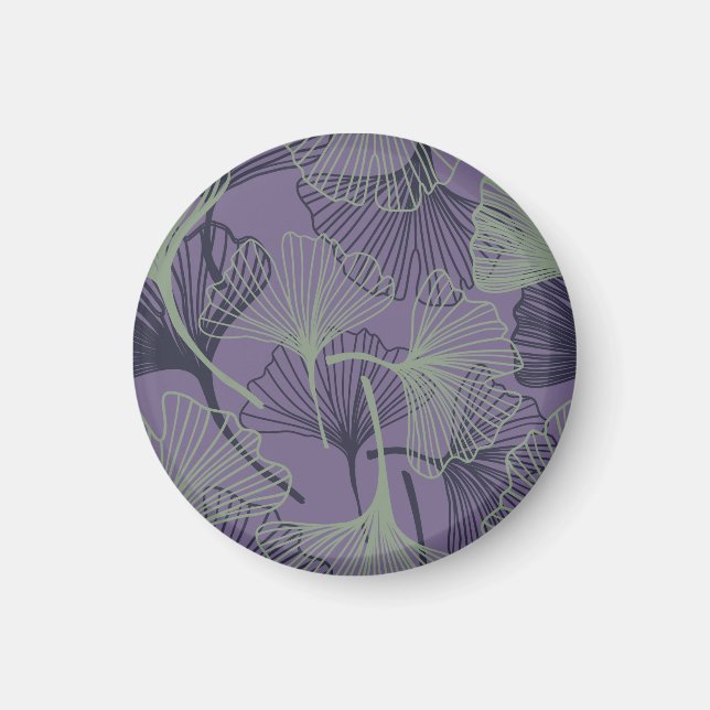 Gingko Biloba: abstraktes Vintages Muster. Magnet (Vorne)