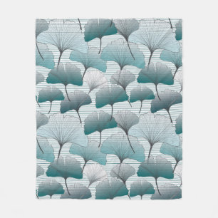 Gingko Biloba nahtlos blaue Farbmuster. Fleecedecke