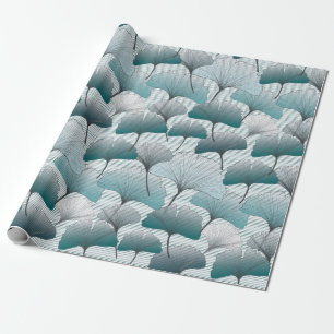 Gingko Biloba nahtlos blaue Farbmuster. Geschenkpapier