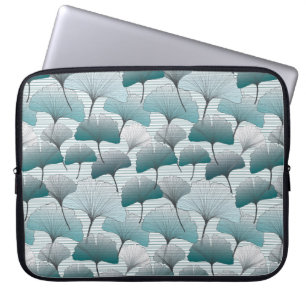 Gingko Biloba nahtlos blaue Farbmuster. Laptopschutzhülle